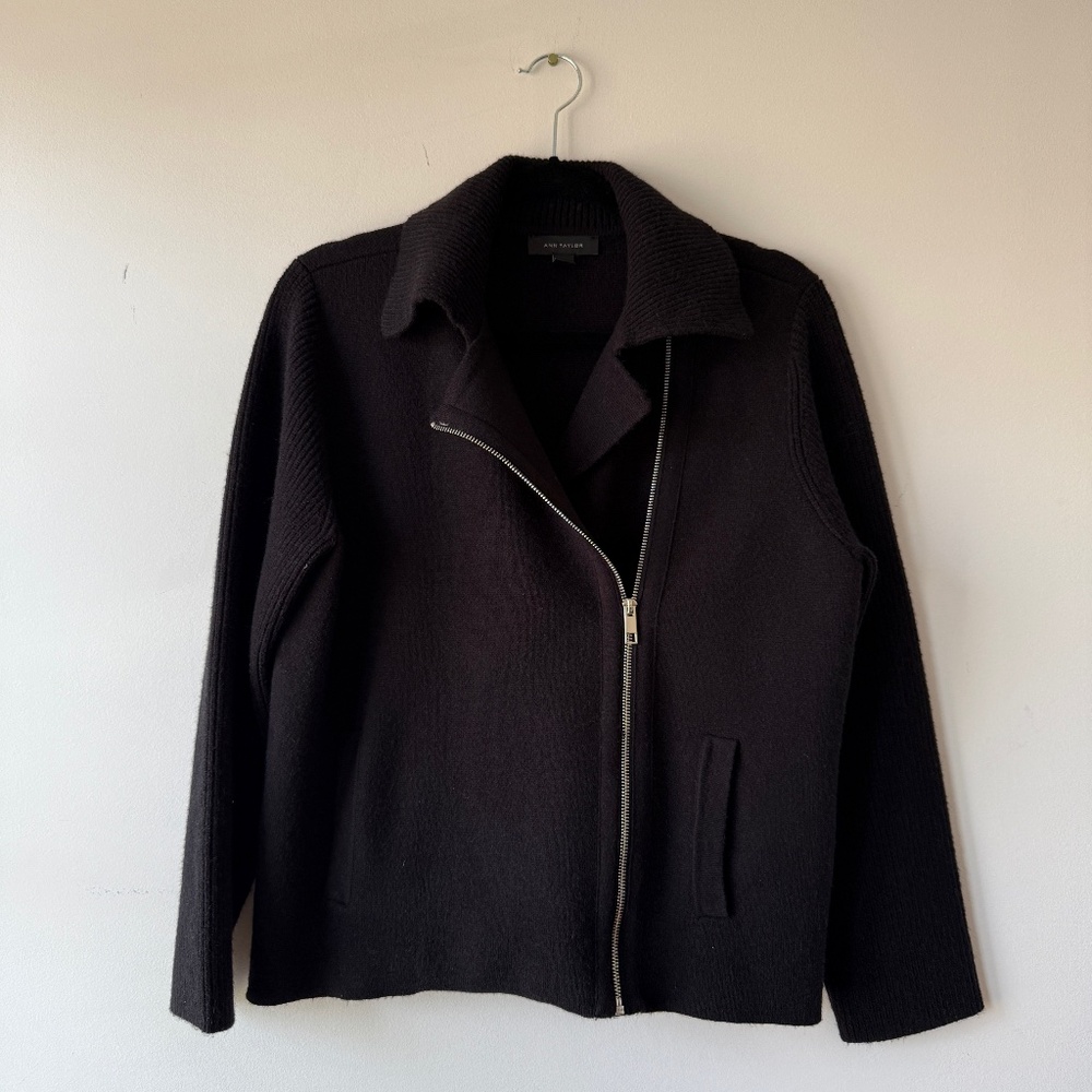 Ann Taylor Moto Side Zipper Bomber Jacket